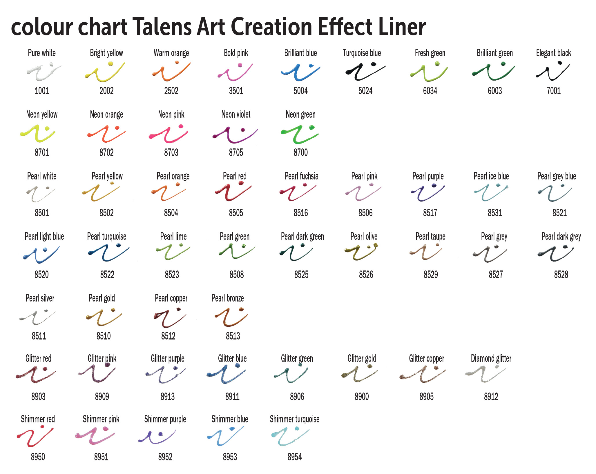 TAC Effect liner color chart